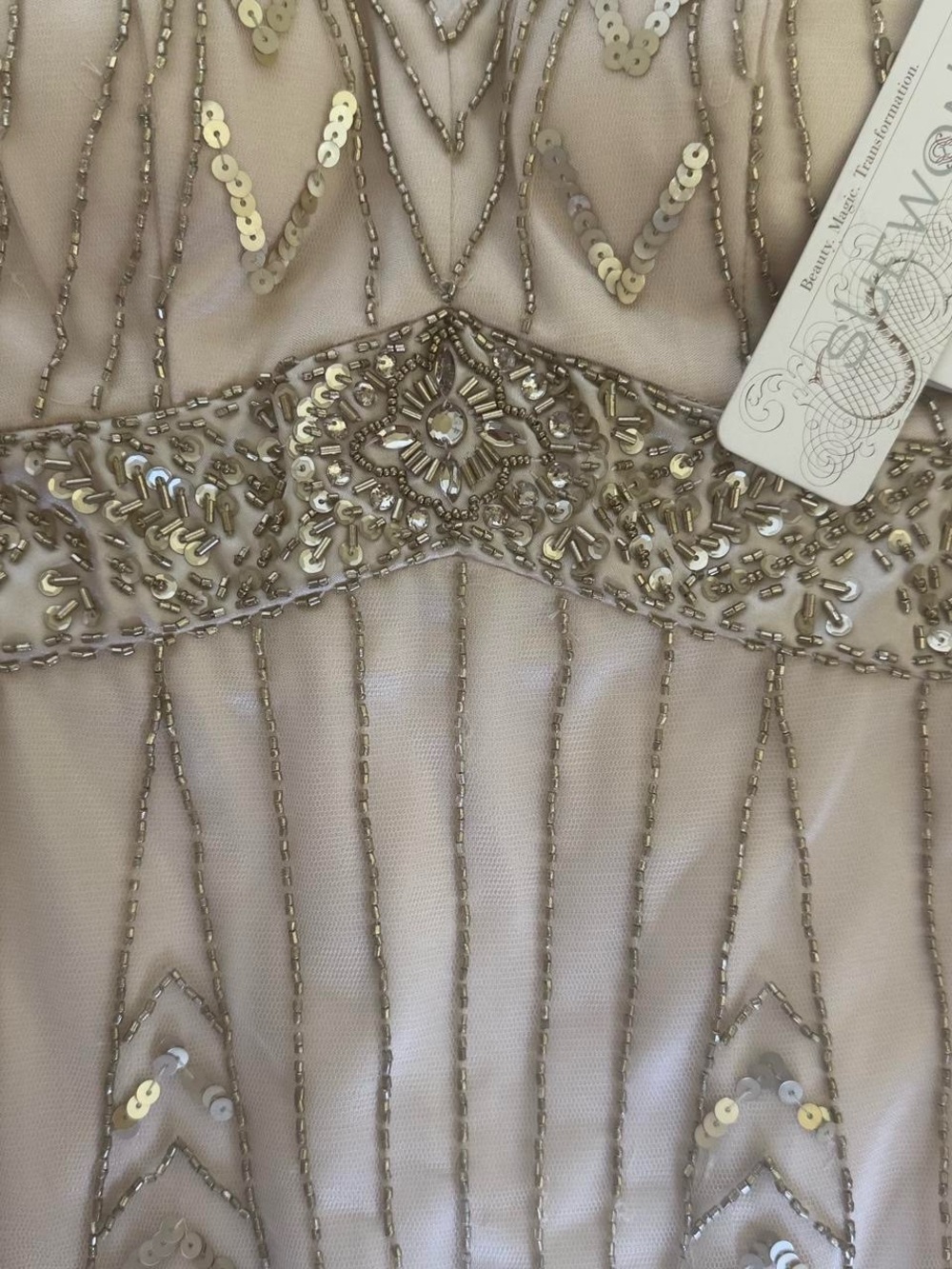 Sue Wong Gold Beaded sequin Mini Dress - Picture 8 of 8